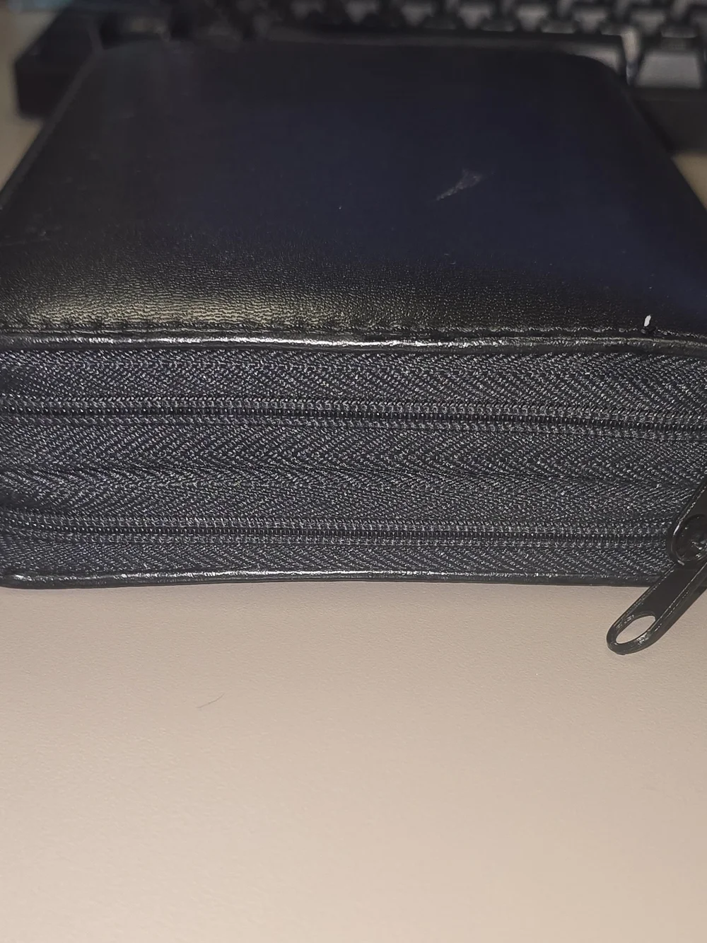 Vintage Enzo Baglioni Black Leather Zip Around 6-Ring Organizer Wallet Planner